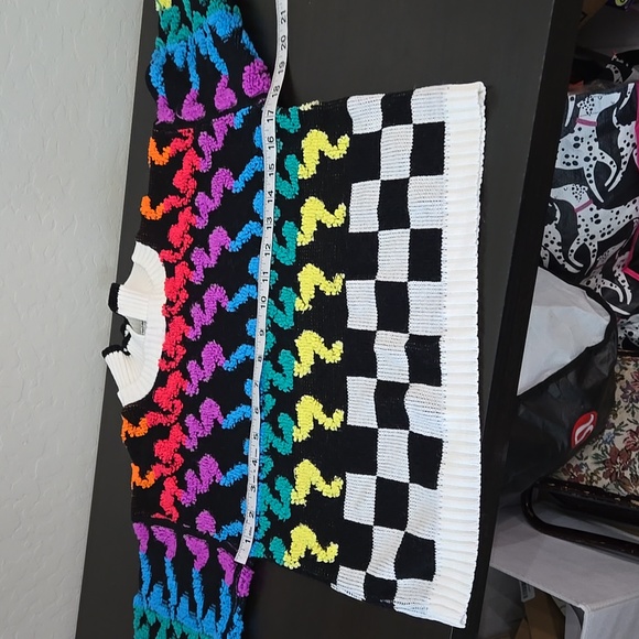 Vintage Knit Waves Geometric Design Women's Bold Colored Sweater Collared Sz M - Picture 9 of 10